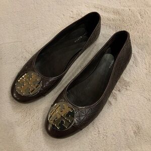 Tory Burch Brown 8 Quilted Ballet Flats Preppy Scandi Girl Cottagecore Classic